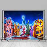 Schneebedeckt Haus Berg Baum Nacht Weihnachten Hintergrund